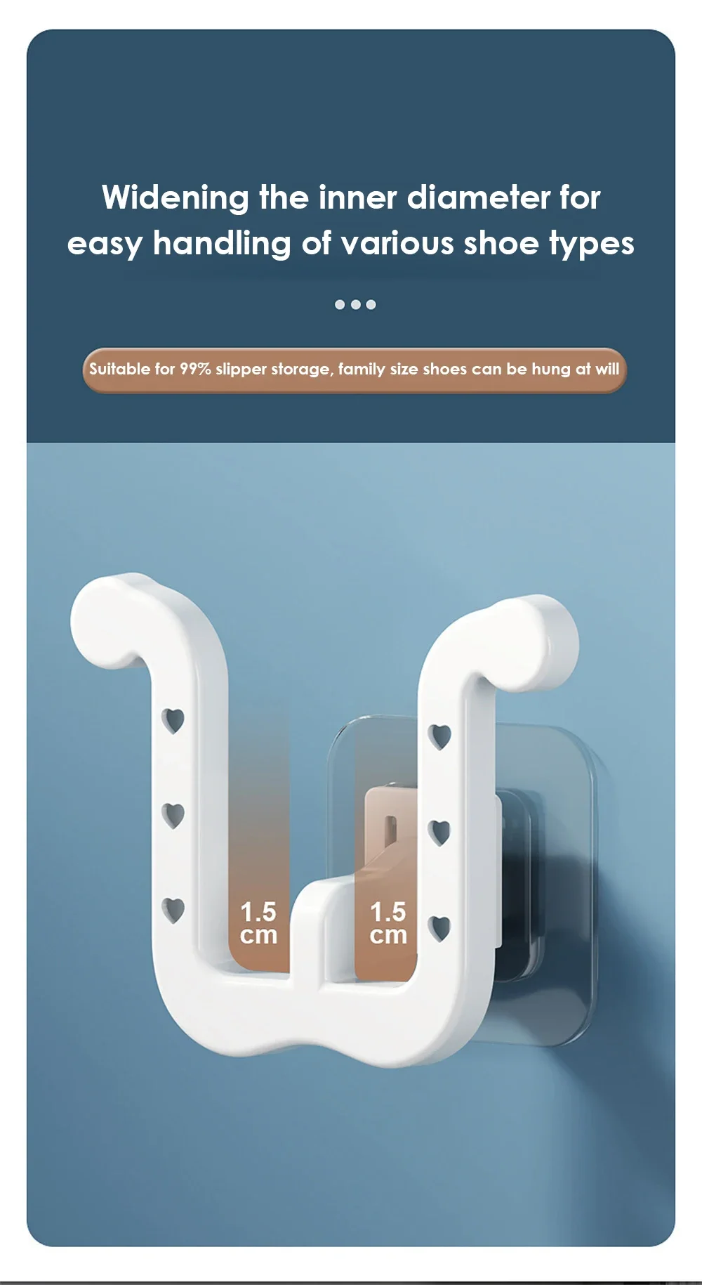 Description Picture 5 of itemHanger Hooks For Bathroom Toilet Shoes Rack Wall Mounted Slippers Organizers Small Object Storage Product