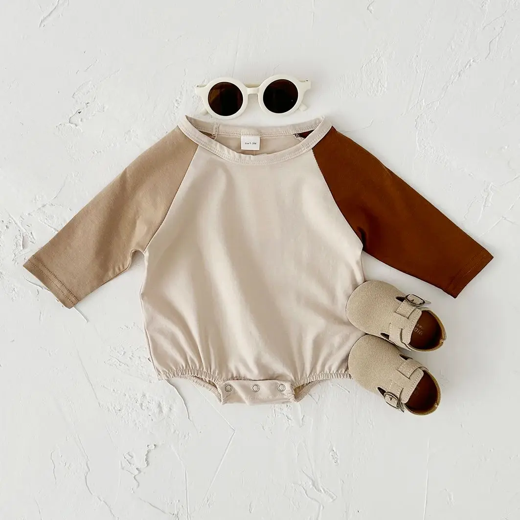 New Spring Baby Boy Girl Bodysuit Long Sleeve Bubble Romper Round Neck Side Newborn Baby Clothing Unisex Toddler Infant 0-18M 2