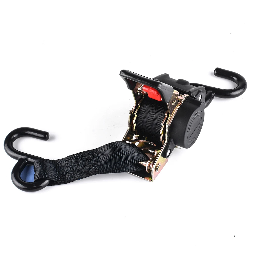 Auto Retract Strap Transom Tie Down Hooks Safety Strap Retractable Compact Cargo Motorcycle Trailer Aids