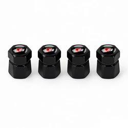 Set of 4 Premium Aluminum Tire Valve Caps with Diamond Design - Waterproof and Dustproof Auto Accessories (Black For Audi S)