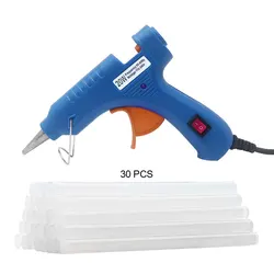 Compact 20W Hot Melt Glue Gun with Glue Sticks - Electric Heat Tool for Household and Industrial Use (Blue)