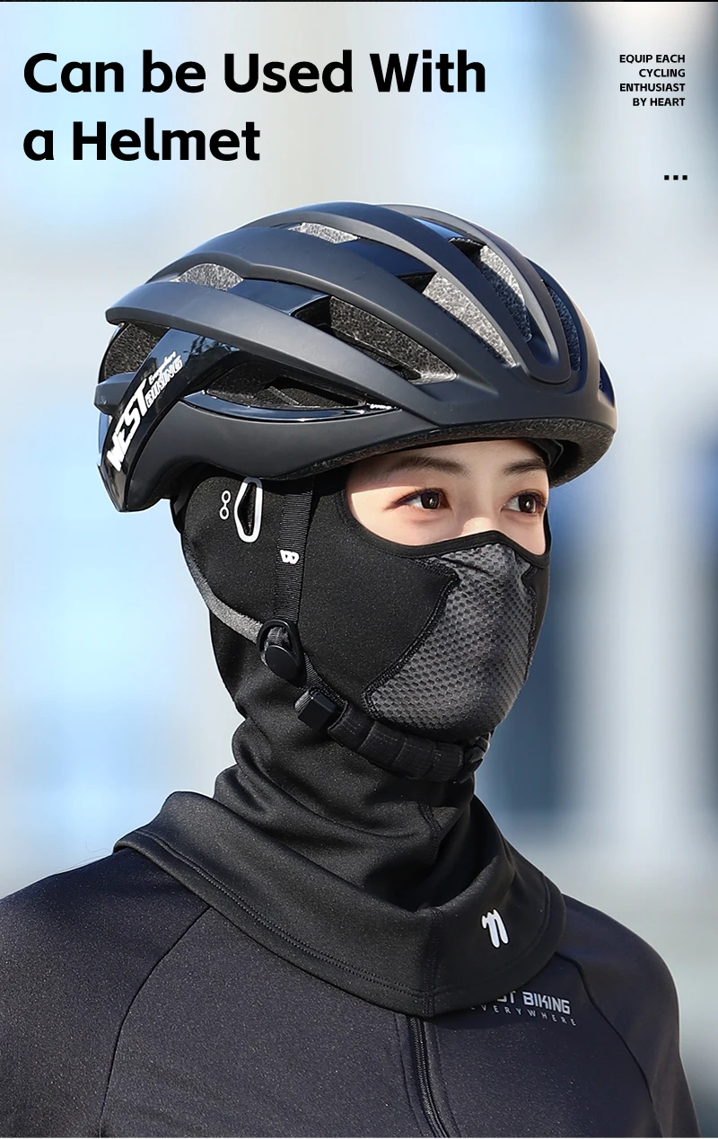 WEST BIKING Winter Warm Radfahren Gesichtsmaske Fleece Wandern Camping Ski Sturmhaube Halstuch Winddicht MTB Rennrad Maske – Detail 11