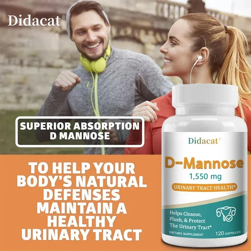 120 Capsules D-Mannose- D-Mannose Supplement for Healthy Urinary Tract, Urinary Tract Support, Unflavored, Gluten-Free, 1500 Mg
