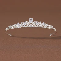 Fashion Gold Silver Color Crystal Crowns For Kids Child Girls Pearls Tiaras Diadems Wedding Hair Accessories Bridal Jewelry