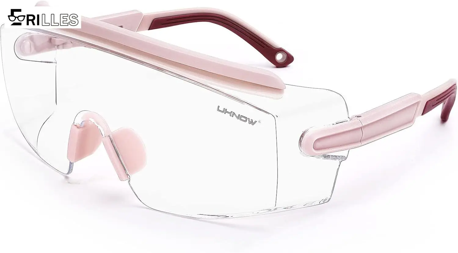 Lot de 5 lunettes de sécurité industrielles anti-chocs UV posées sur une surface de travail, prêtes à l'emploi.
