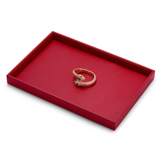 Oirlv-Présentoir à Bijoux en Cuir Rouge, pour Bague, Collier, Bracelet, Plateaux