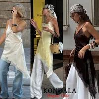 KONDALA Women Sexy High Street Lace Cami Short Dress Asymmetrical Dress 2025 Spring Autumn Fashion Party Dinner Date Mujer Dress - Image 3