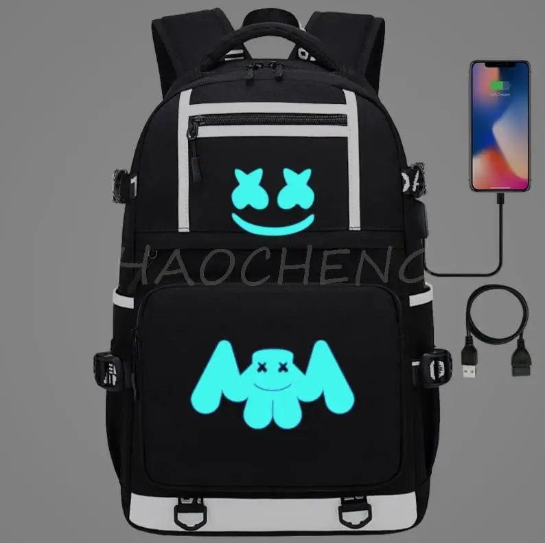 Светящийся рюкзак DJ Marshmello для мужчин и женщин, тактическая Водонепроницаемая уличная штурмовая сумка с Usb 3P для трекинга, охоты, лучший подарок