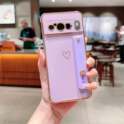 Charming Love Heart Shockproof Case with Stand Holder and Airbag Cushioning for Pixel 10 (PURPLE)