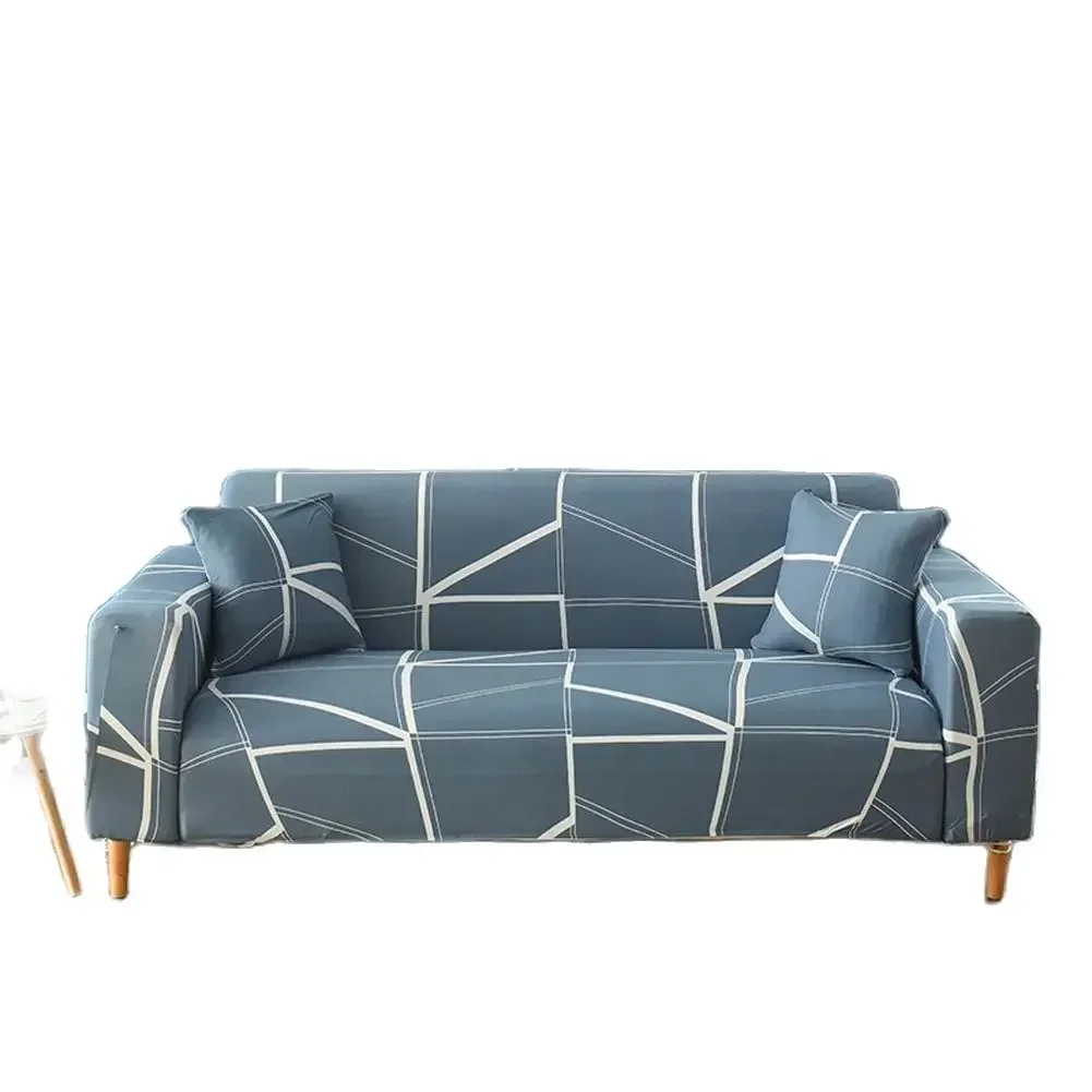 

Чехол для дивана Svetanya в скандинавском стиле, эластичное серое покрытие с геометрическими линиями, L-образный диван, для влюбленных, из спандекса