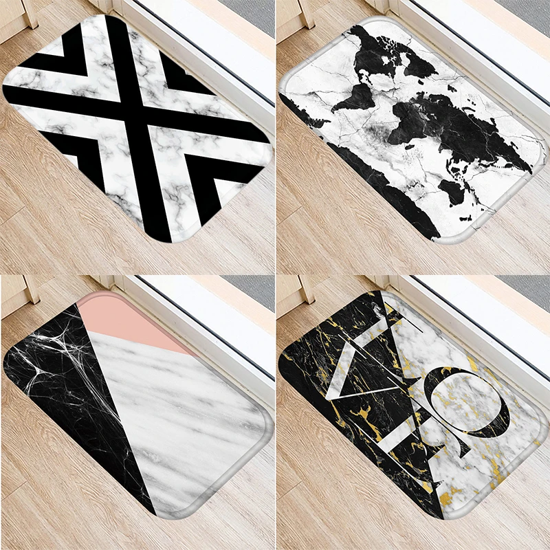 

Geometric Marble Stripe Printed Entrance Door Mat 40*60cm Kitchen Bathroom Non-slip Rug Living Room Room Home Decor Mat