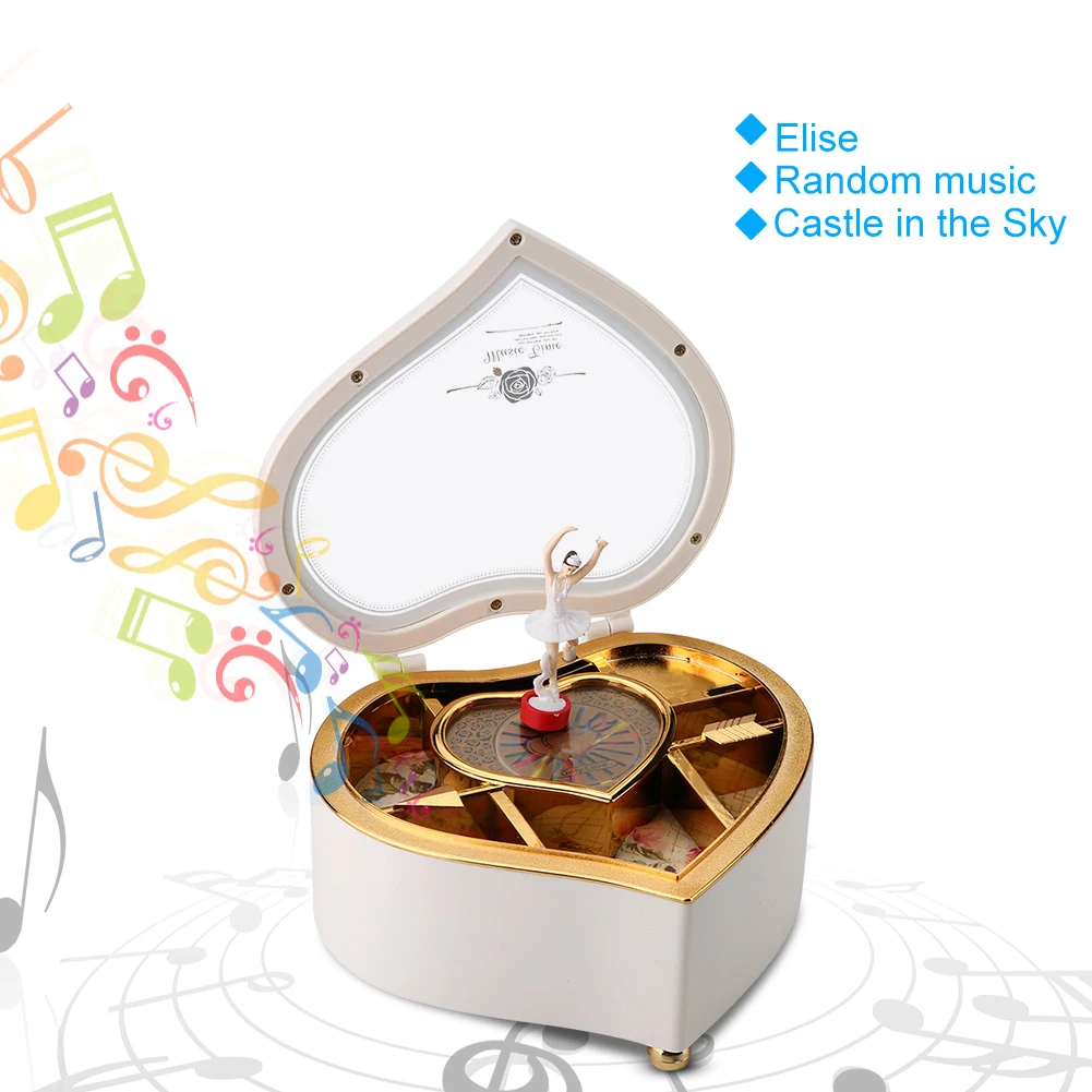 Ballet Dancer Music Box Heart Shaped Hand Cranked Musicial Box Desktop Ornament For Gift Home Decor 6
