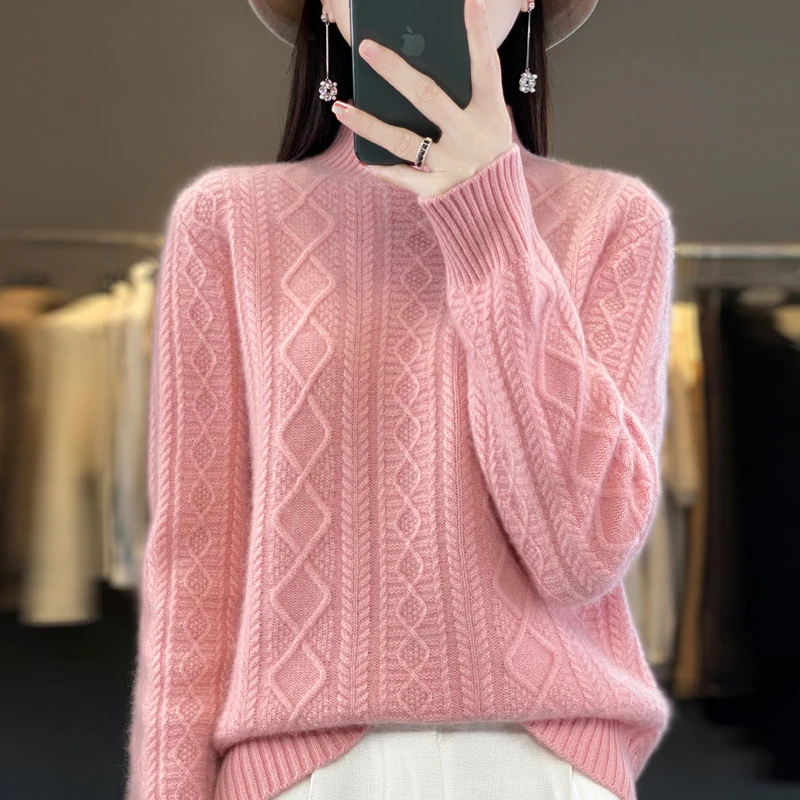 Women's Loose 100% Wool Cashmere Sweater | Cozy Round Neck Pullover For Autumn & Winter