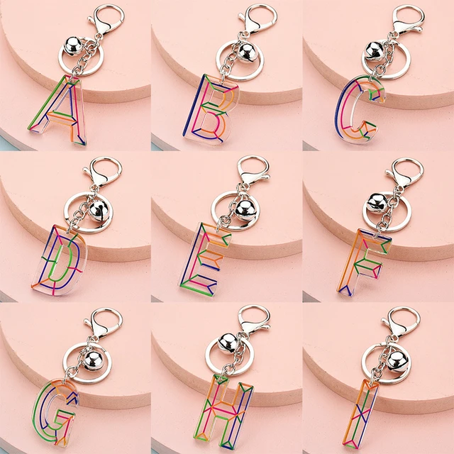 Letter Pendant Keychains Resin Key Chains Rings For Women Cute Car Acrylic  Glitter Keyring Holder Charm Bag Couple Bag Gifts