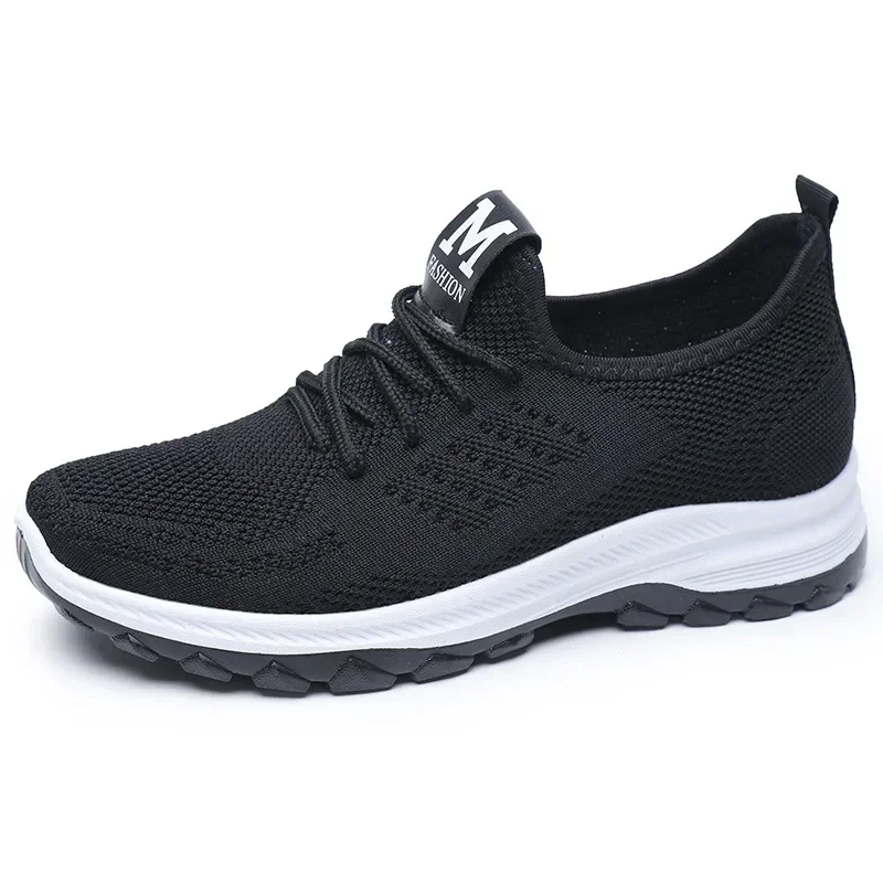 スニーカー MOU Women Sneakers MUFW531009ABKBK Black Women Sneakers Mesh Vulcanized Shoes Spring Ladies Casual