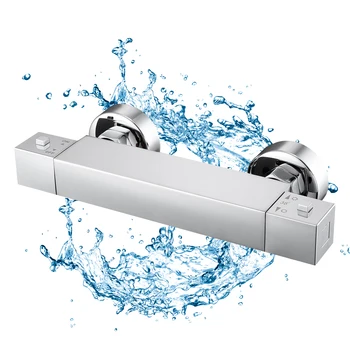 Oeegoo Raccordo doccia con termostato, miscelatore doccia con 38 ° Pulsante di sicurezza C, termostato doccia in ottone per bagno, cromo 1