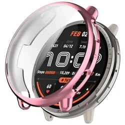 Plating TPU Full Case Cover - Soft Protective Bumper Shell - Amazfit Active 2 (Plating Pink)