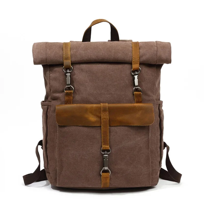 

Men's rucksack backpack women's leisure schoolbag large capacity travel mountaineering drop shipping canvas men