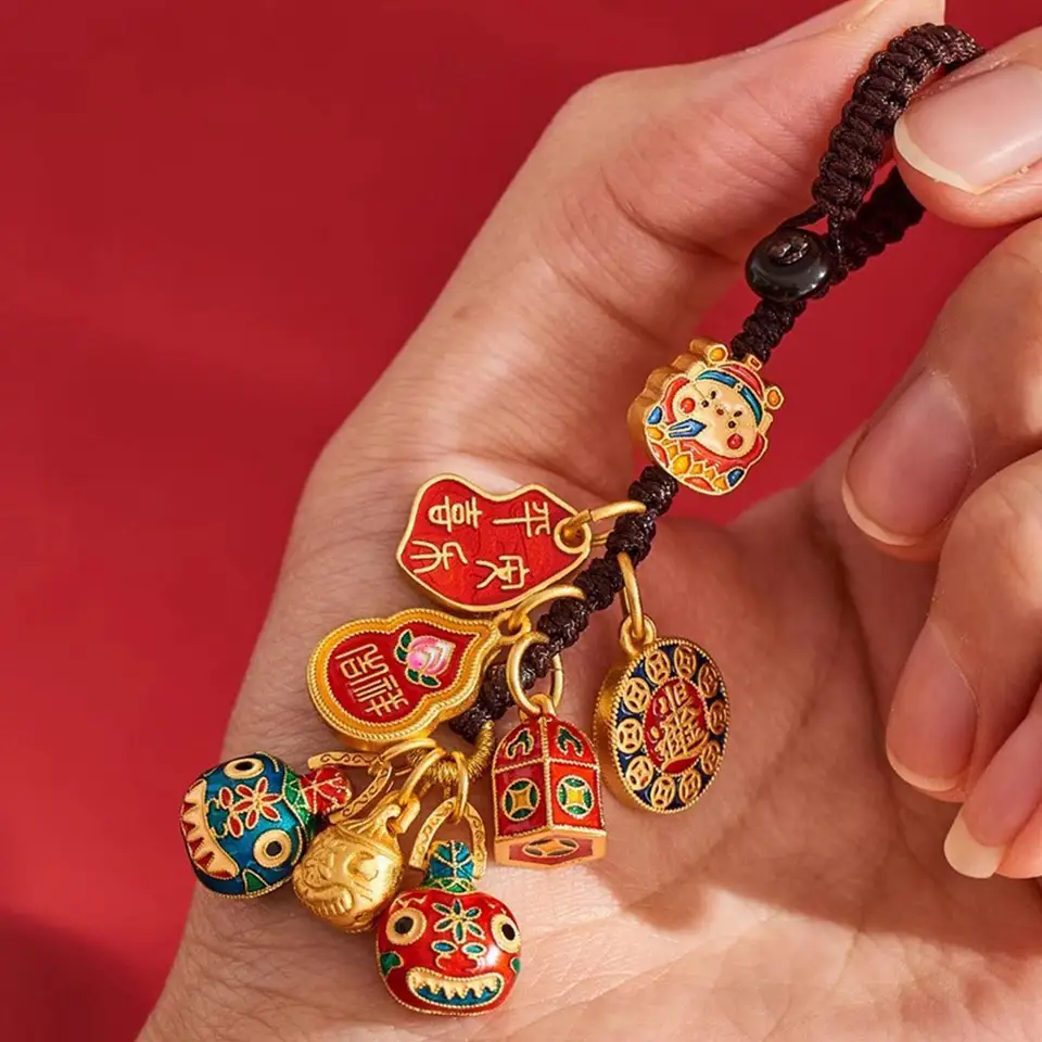 6 Pezzi Ciondolo Rosso con Nappina Feng Shui on