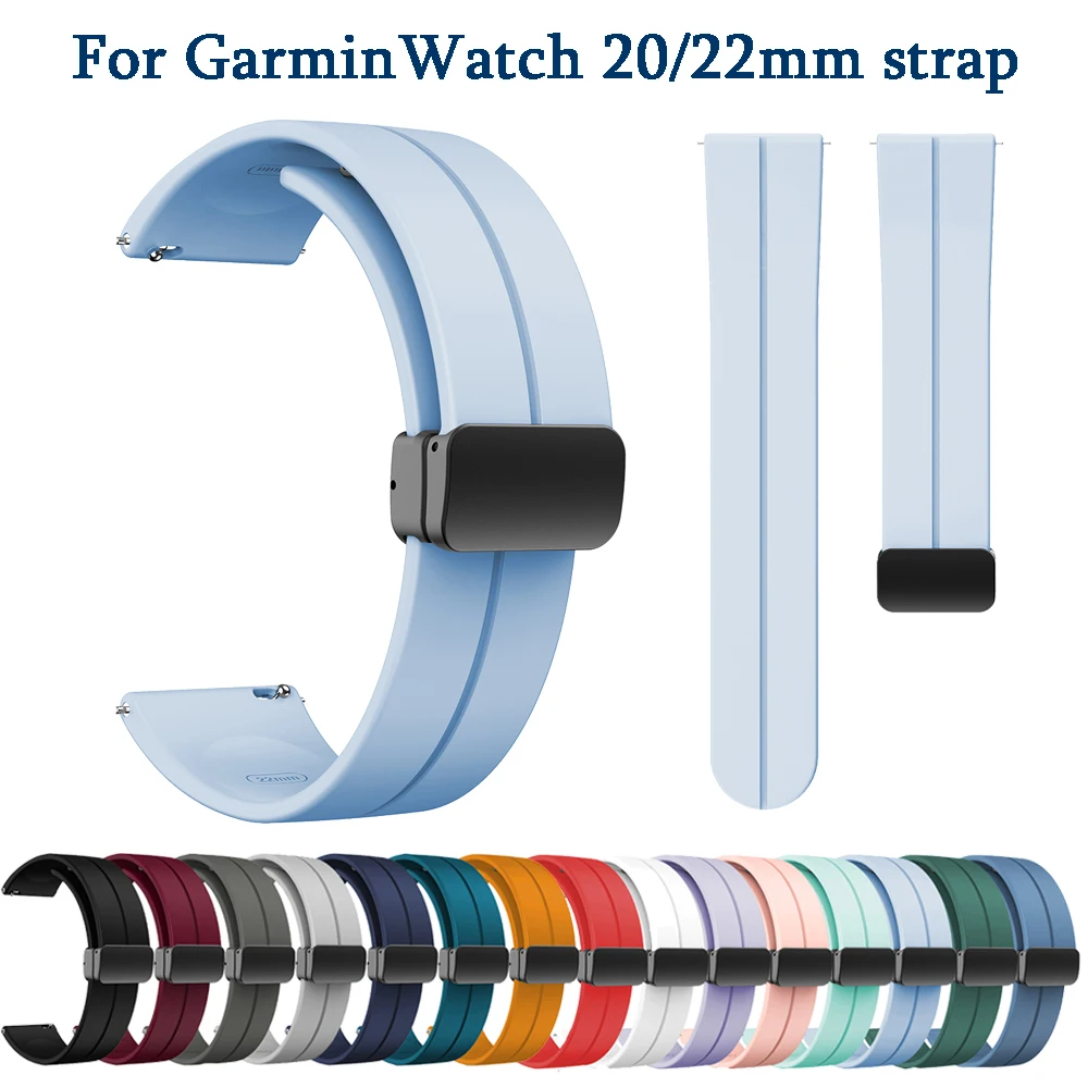 Cinturino Smartwatch 20 22Mm Per Garmin Forerunner 255/245/245 Music/645/Venu Sq/Venu 2 Sportwatch Cinturino Magnetico Regolabile In Silicone