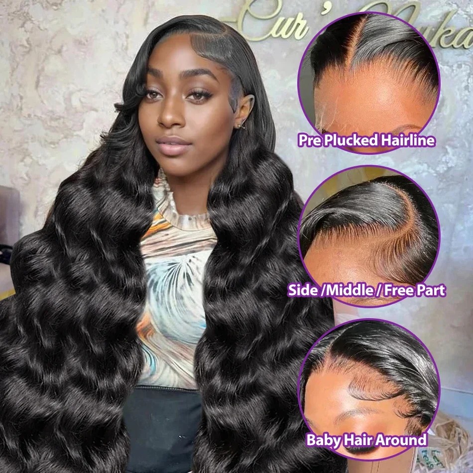 Human Hair Wigs 30 32 inch Body Wave Lace Front for Women