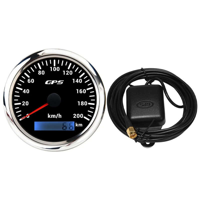 요트 보트용 GPS 해양 속도계, 백라이트 디지털 주행 거리계, 7 색, 85mm, 0-200 km/h