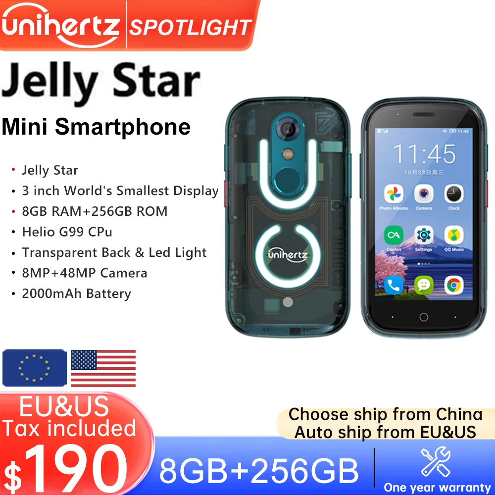 Unihertz Jelly Star ブルー Unihertz Jelly Star Android 13 8GB 256GB Led Light Unlocked