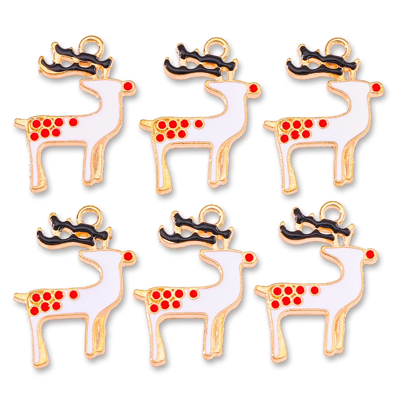 10 Stück bunte Weihnachtsmann-Weihnachtsbaum-Schneeflocke, Mini-Geschenk, Emaille-Anhänger, Charm für Schmuckherstellung, DIY-Armband, Ohrring, Ornament – Detail 23