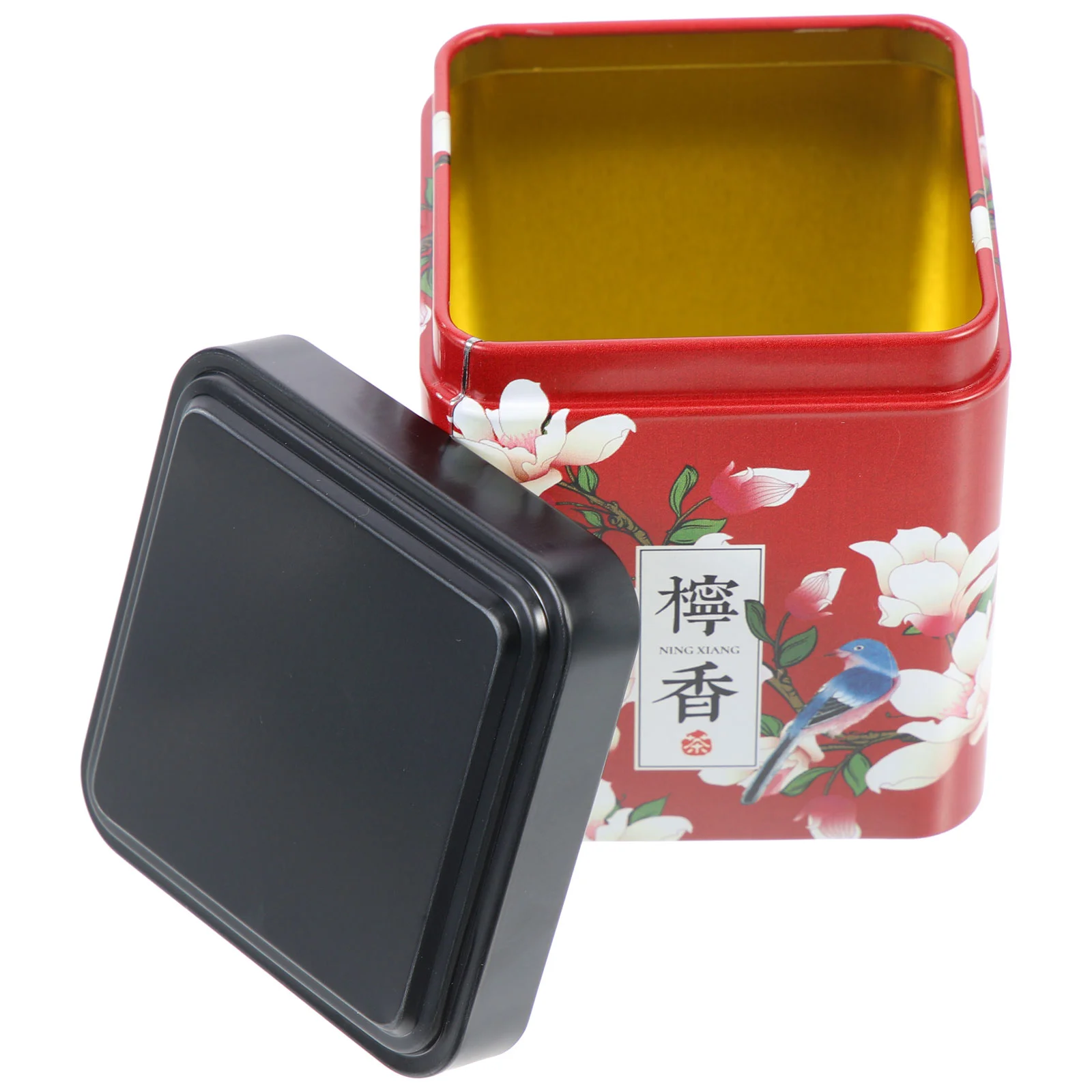 

Tea Container With Lid Airtight Tin Japanese Style Storage Tank Portable Iron Canister Office Container