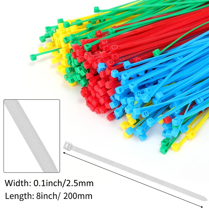 100/300Pcs Nylon Cable Zip Ties Self Locking Cord Cable Ties Straps Fastening Loop Reusable Plastic Wire Ties for Home Office