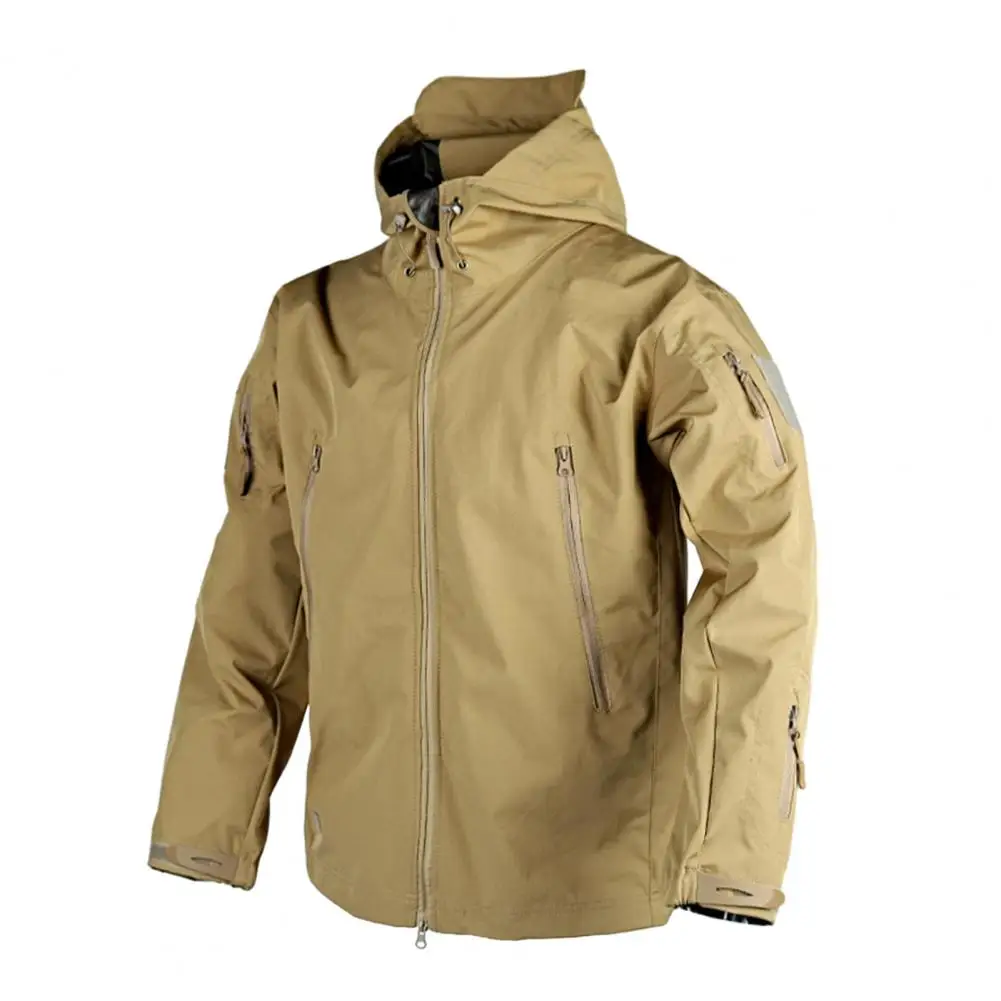 Lightweight Men Jacket Men's Hooded Trench Coat with Zipper Placket Pockets Spring Autumn Windbreaker Jacket for Mountaineering