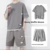 Casual Ice Silk Sports Suit for Men Summer ort Sve T-irt Large Size Faionable Youthful ort Pants Two-Piece Set