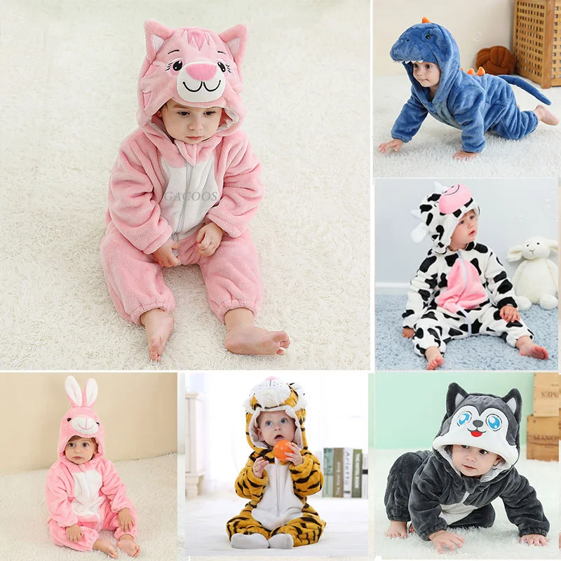 Kids Onesie Pajamas Animal Dragon Tiger Unicorn Romper Winter Kigurumi Cat Costume for Girl Boy Overalls Jumpsuit