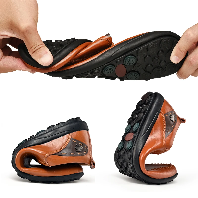 Handmade Shoes Genuine Leather Casual Shoes For Men Flat Platform Walking Shoes Outdoor Footwear Loafers Breathable Sneakers 2