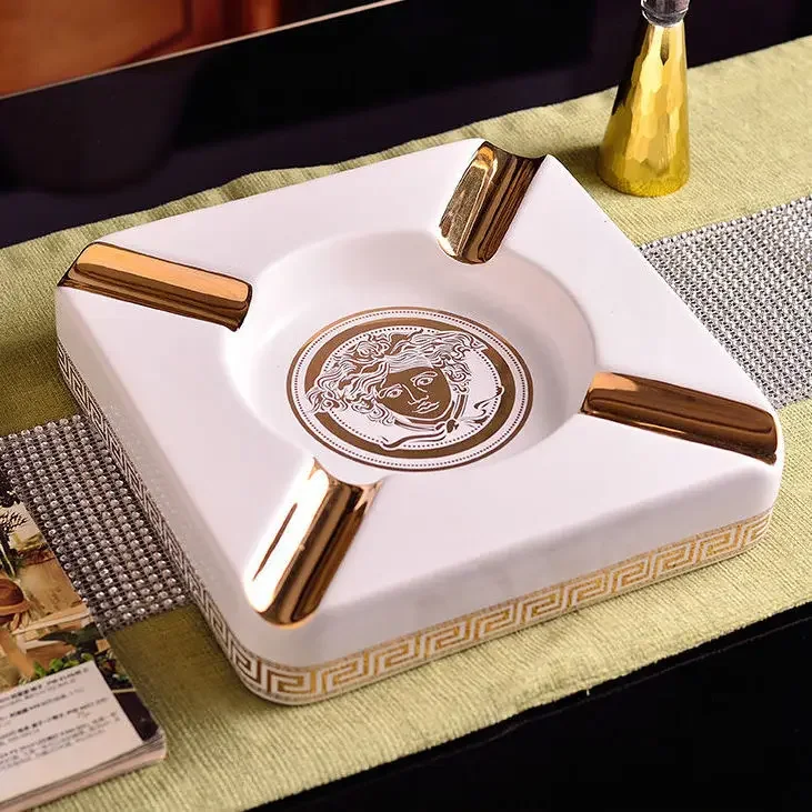European style ceramic ashtray creative trend fashion retro living room coffee table large home office ceramic ashtray