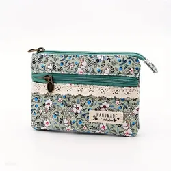 Floral Cotton Fabric Multifunctional Coin Bag and Card Holder Wallet (Style 1)