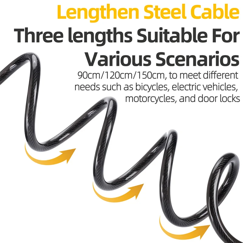 Lucchetto per Bicicletta WEST BIKING con Cavo e Codice a 5 Cifre, Antifurto di Sicurezza per Bici, Moto, E-bike, Accessori per MTB e Bici da Strada - immagine 5