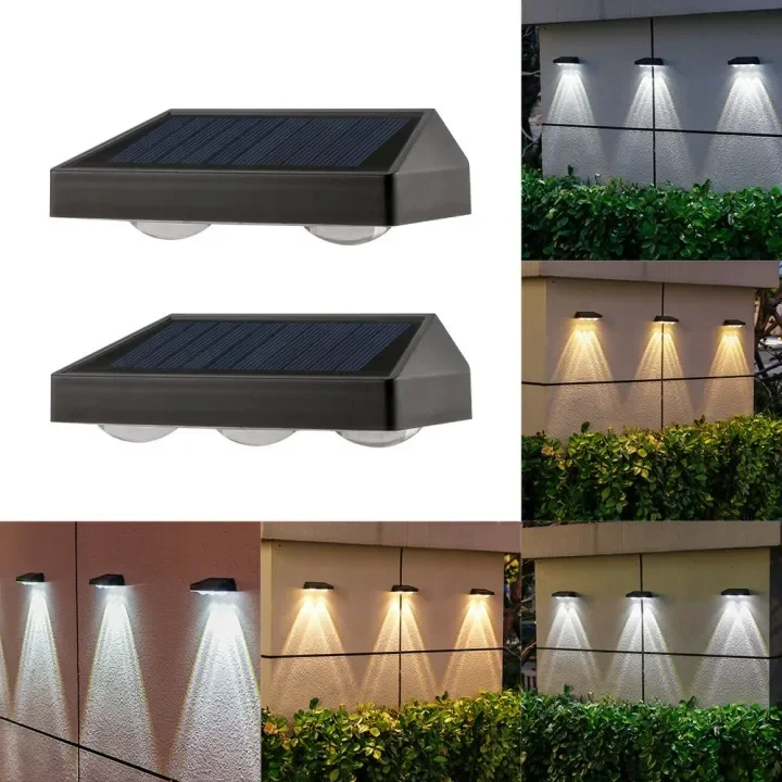 2/3LEDS Solar Wall Lamp Garden Landscape Light  Waterproof Bright Solar Lights Waterproof Yard Street Path Deck Stair Light