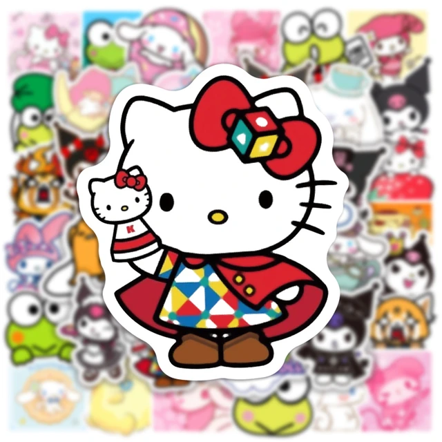 Autocollants de dessin animé Hello Kitty, 50 pièces, Stickers étanches,  Graffiti pour bagages, guitare, Skateboard