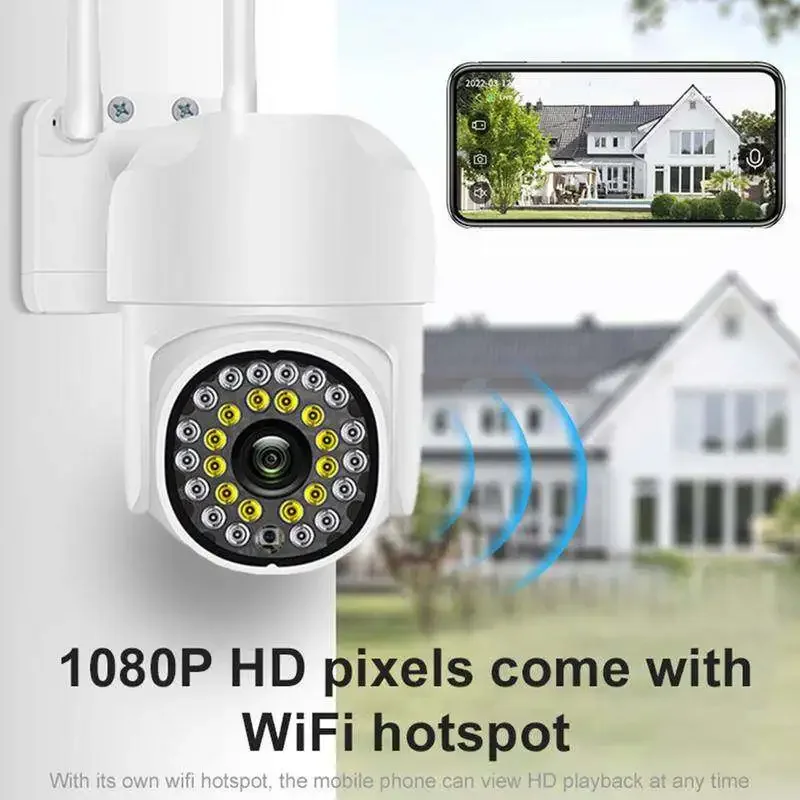 2.4G WiFi 28 LED Wireless PTZ Camera Two-way Audio Infrared Night Vision Motion Detection 360 Degree Rotating for Indoor Outdoor 2