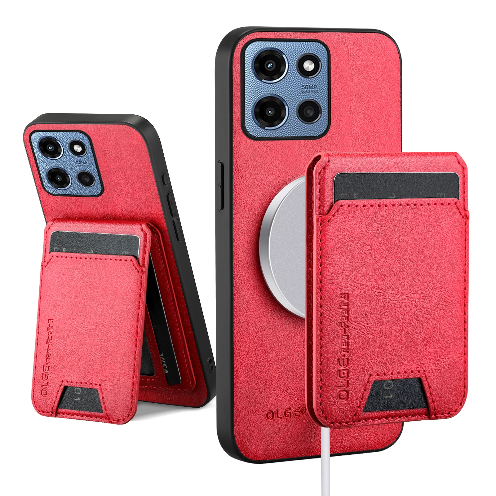 Leather Wallet Card Holder Case with Magnetic Stand Feature in Soft Shell Design