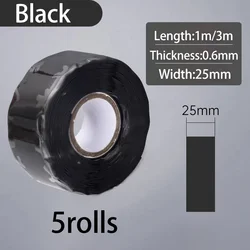 Silicone Rubber Self - Adhesive Flame - Retardant Insulation Tape - 3M (Balck - 5rolls)
