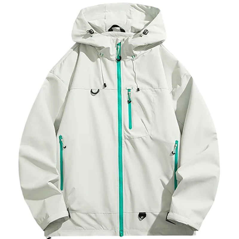 Men's Outdoor Hooded Jackets Waterproof Windbreaker Sport Hiking Climbing Trekking Multiple Pockets Softshell Hooded Jacket Male - 2