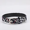 Pet collar plaid cloth dog collar classic PU dog walking dog pet supplies four seasons outing 5