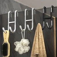 Stainless Steel Over Glass Door Shower Door Back Shower Towel Rack S-Shape Bathroom Bathrobe Hanger Holder Hooks 2