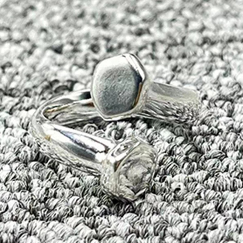 New Muslimfashion Argento Placcato Double Sided Anello Esagonale Charm Regalo Di Festa Infinito