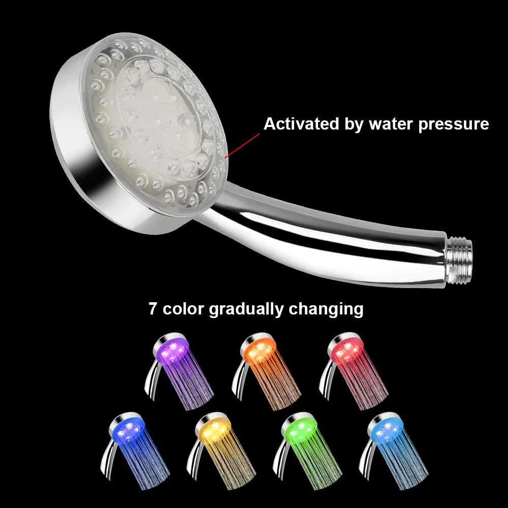 Ultra-Quiet 3 Colors Temperature Sensor Rainfall Top Spray 7 Colors Gradual Changing Square Fixed Showerhead LED Shower Head 3