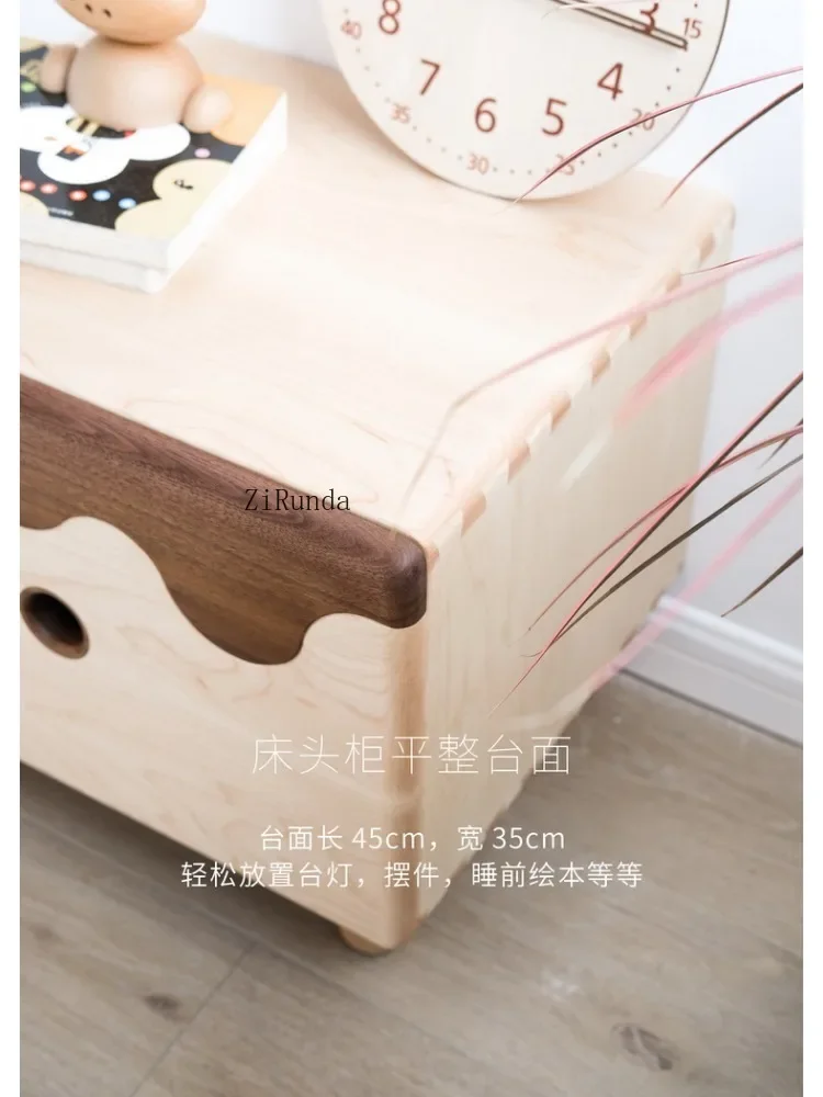 1All solid wood children's bedside table Bedroom bedside drawer storage small cabinet