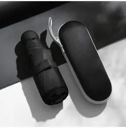 Compact Capsule Umbrella - Stylish Dual - Use Sunshade and Rain Protection (Black)