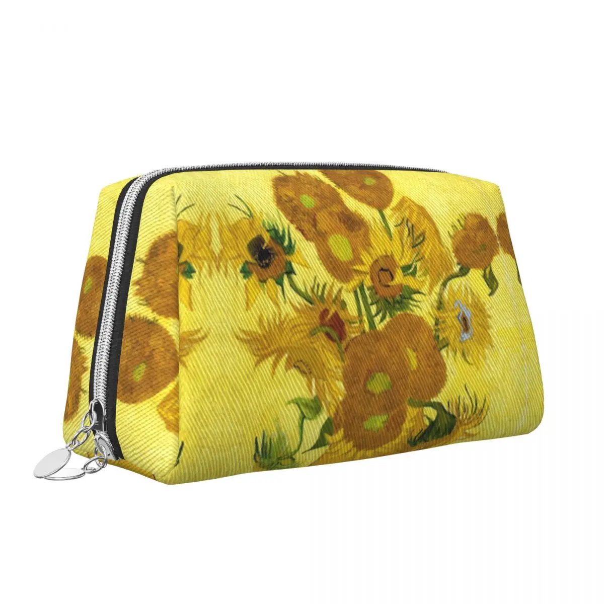 

Stylish Woman Toiletry Storage Bag Vincent Van Gogh Sunflowers Leather Makeup Bag Merch Large Capacity Zipper Toiletry Case